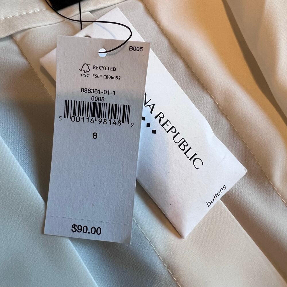 BR Silky Crepe Pleated Wrap Skirt A-Line in Ivory 2 Button Accent Women's 8 NWT - Picture 11 of 15
